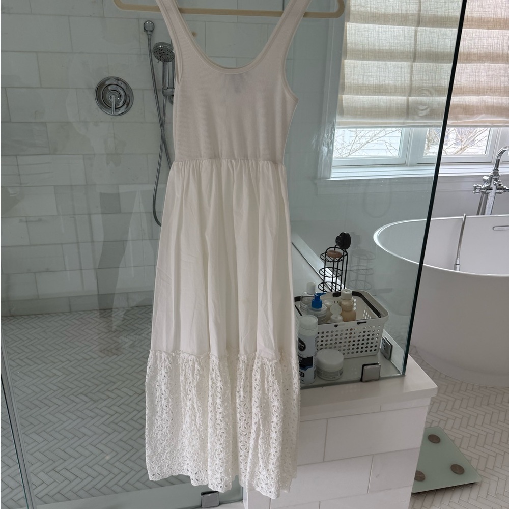 Elegant White Lace Trim Dress